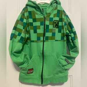 Minecraft Green Pixelated Kids zip Hoodie for kids 10 years